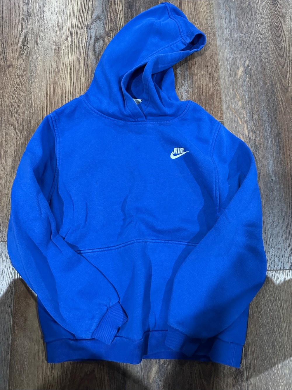 Vintage Nike Royal Blue Logo Hoodie Kids XL